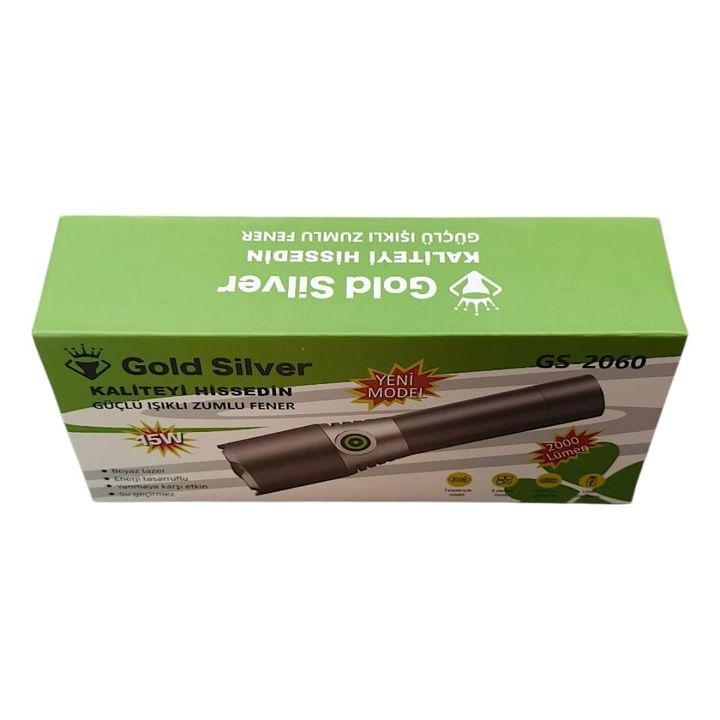 GoldSilver Gs-2060 Şarjlı El Feneri Kompakt Tasarım Güçlü Işık
