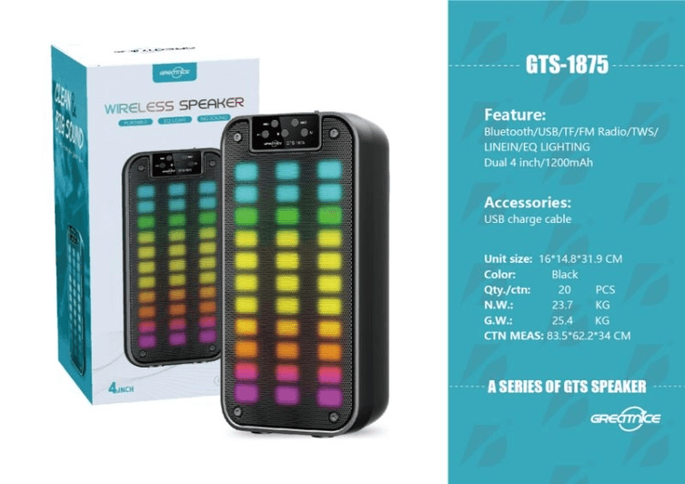 Greatnice Gts-1875 Bluetooth Müzik Çalar Hoparlör