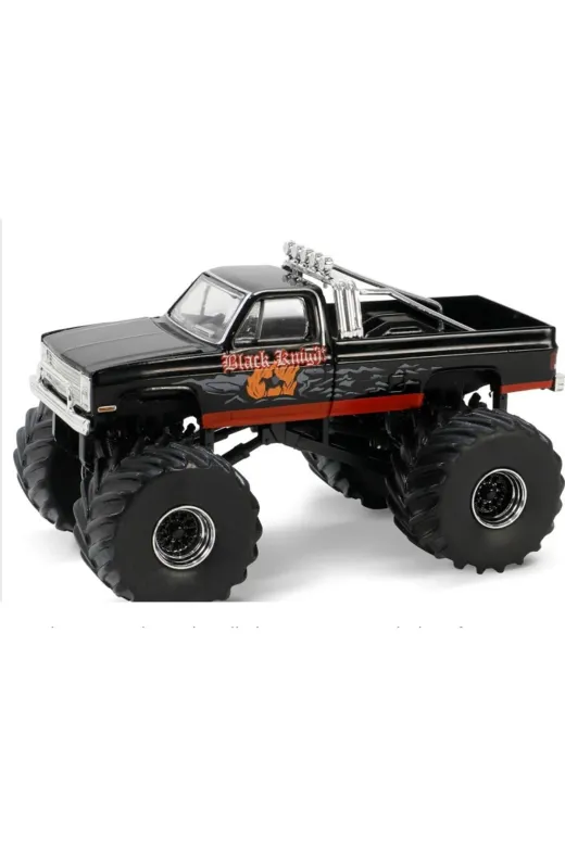 Greenlight Collectibles silverado-01 1:64 Kings Of Crunch 1987 Chevrolet Silverado Black Knight Limitli Üretim