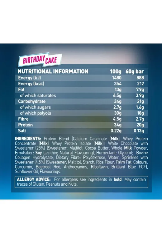 Grenade dge444 High Protein, Low Sugar Bar - Candy Bar Birthday Cake, 12 X 60 Gr