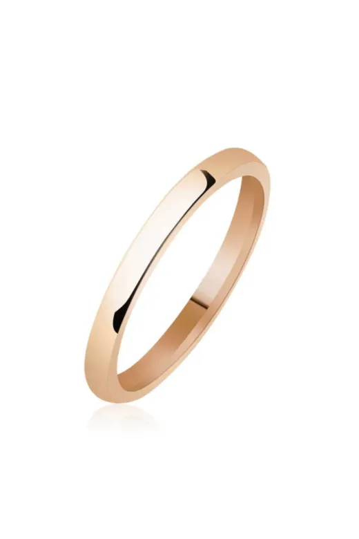 Gumush T5444 2 Mm Düz Bombeli Rose Gümüş Alyans
