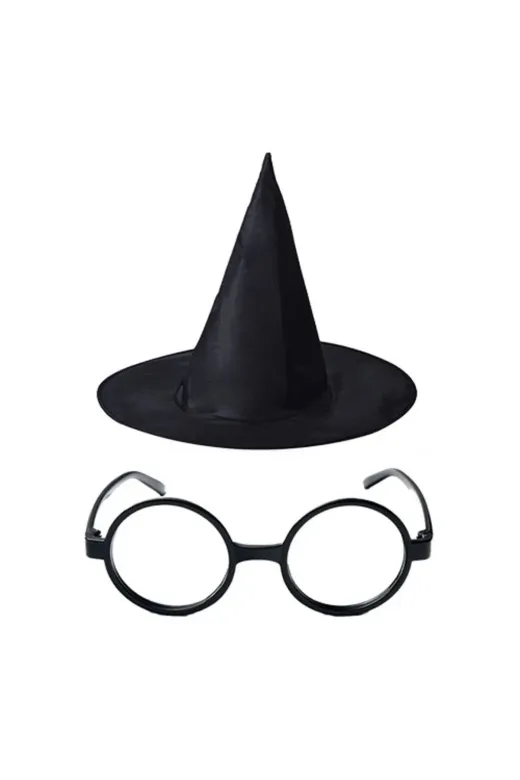 Hafk HFK-MMEYSMRSMR011-HARRY Mey İthalat® Harry Potter Büyücü Şapkası Ve Harry Potter Büyücü Gözlüğü Siyah Renk