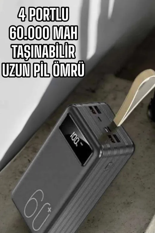 Hafk HFK-MMEYTDUCZ60000POWERBANK2 Mey İthalat® Powerbank 60.000 Mah Dijital Göstergeli 4 Portlu Taşınabilir