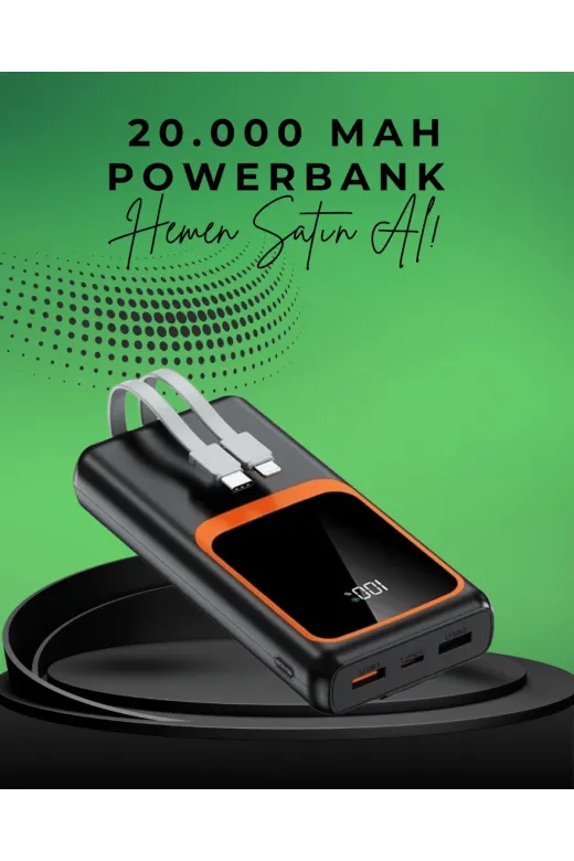 Hafk HFK-MMEYTDUCZZZ20.000POWERHIZLI1-5 Mey İthalat® 20000 Mah Taşınabilir Powerbank | Çok Kablolu, Hızlı Şarj Destekli (22.5W)