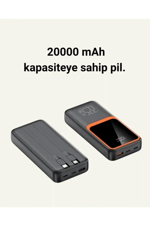 Hafk HFK-MMEYTDUCZZZ20.000POWERHIZLI1-5 Mey İthalat® 20000 Mah Taşınabilir Powerbank | Çok Kablolu, Hızlı Şarj Destekli (22.5W)