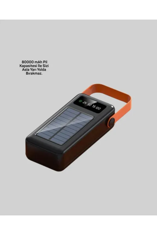Hafk HFK-MMEYTDUCZZZ2080POWERBANK-1 Mey İthalat® 80000 Mah Güneş Enerjili Powerbank 4 Kablolu Type C Lightning Micro Usb