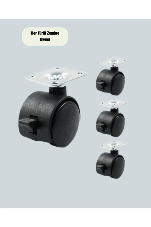 Hafk HFK-MMEYTDUCZZZKLTL4CMAYAK-2 Mey İthalat® Kilitli Mini Tekerlek Ayak 4 Cm 4’Lü Set