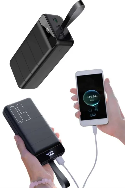 Hafk HFK-MMEYTDUUCZ50000MAHPOWERBANK3 Mey İthalat® Taşınabilir Powerbank 50.000 Mah 4 Girişli Hızlı Şarj Led Göstergeli Fenerli Şarj