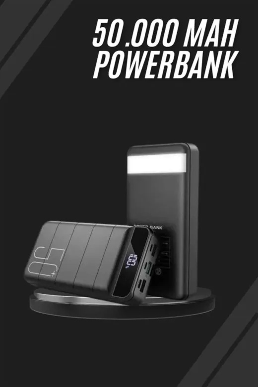 Hafk HFK-MMEYTDUUCZ50000MAHPOWERBANK3 Mey İthalat® Taşınabilir Powerbank 50.000 Mah 4 Girişli Hızlı Şarj Led Göstergeli Fenerli Şarj
