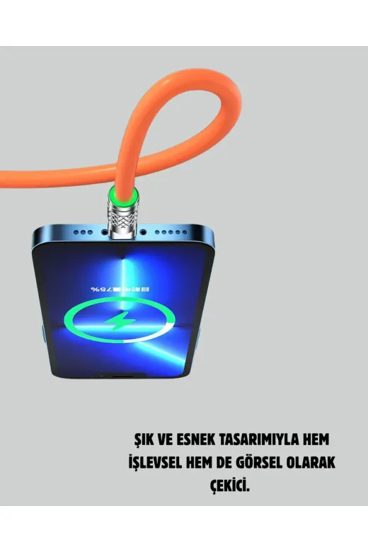 Hafk HFK-MMEYTDXUCZZZS219ARJKABLOSUUUUUU-1 Mey İthalat® Çinko Alaşımlı Uçlu 120 W Şarj Kablosu – Dolaşmaya Dayanıklı 1,2 M Usb Kablo