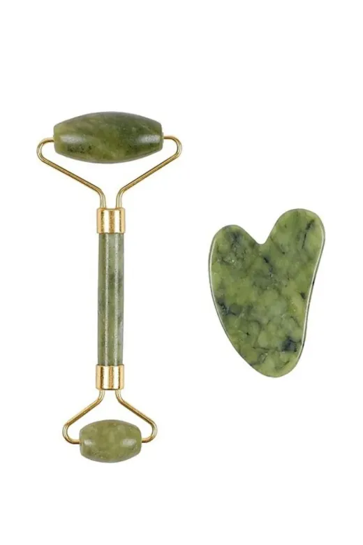 Hafk HFK-MMEYTDXXUCZZZYEMTAI-1 Mey İthalat® Jade Stone Yüz Bakım Seti Gua Sha Ve Roller Masaj Taşı