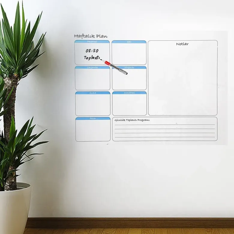 Haftalık Planlayıcı Manyetik Duvar Stickerı Takvim 70 cm x 56 cm (4745)