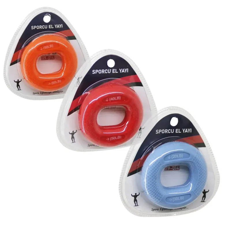 HALKA MODEL RENKLİ SPORCU SİLİKON EL YAYI ÇİFT KULLANIM = 20-30LBS - 40-50LBS - 50-60LBS (4745)