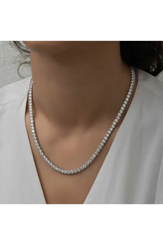 Harem Altın PT11003751 Gümüş 5 Mm Beyaz Taşlı Su Yolu Kadın Kolye