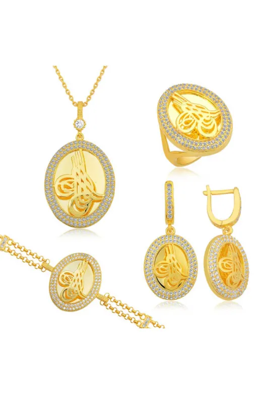 Harem Altın ST1160150 Gümüş Çerçeveli Tuğra Set