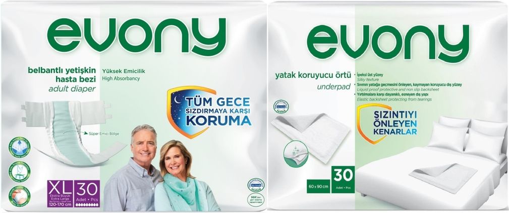Hasta Bezi Yetişkin Bel Bantlı Tekstil Yüzey Ekstra Büyük 30 Adet+ Yatak Koruyucu Örtü 30 Adet
