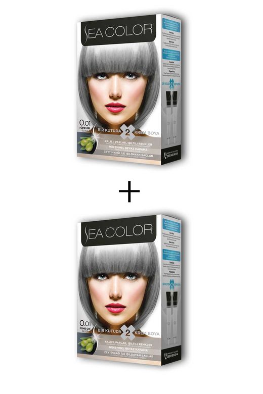 hgjrf7tj Sea Color 2X2 Tüp Krem Saç Boyası Seti Füme Gri No:0.01