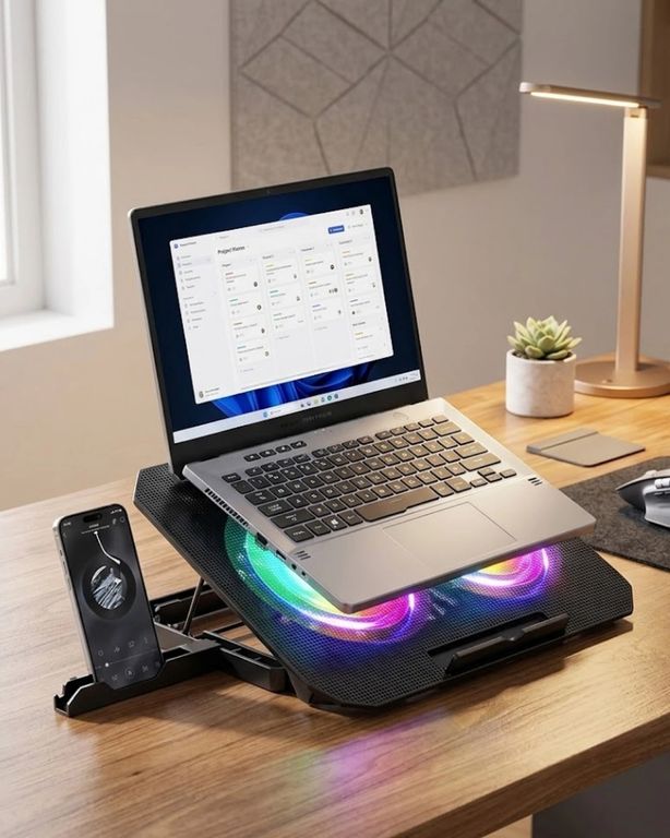 Hobibahçem 129130600 Mey İthalat Rgb Fanlı Laptop Soğutma Standı Usb Girişli Notebook Yükseltici