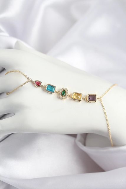 Hobibahçem MEYEB68a8550bd1b19c605803620b-BLMY Mey İthalat Pirinç Renkli Zirkon Taşlı Model Gold Renk Şahmeran Çok Renkli