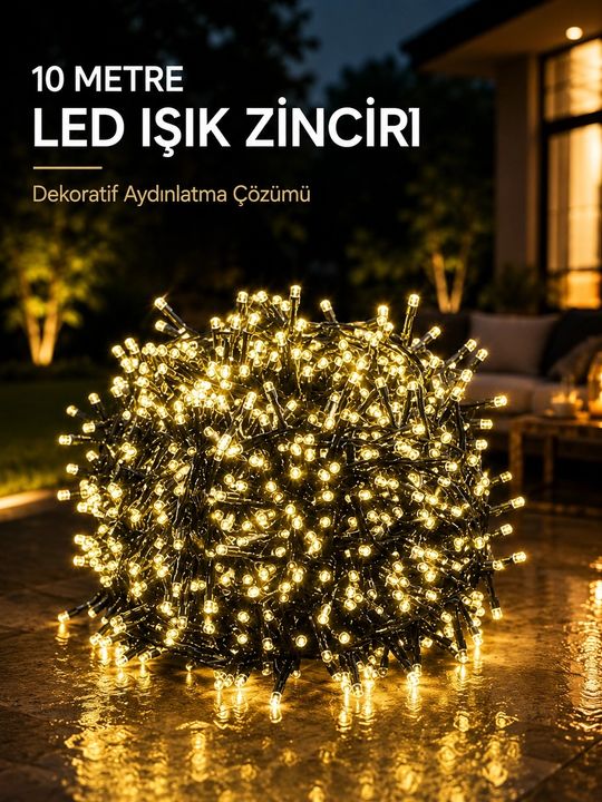 Hobibahçem MEYTDUCZ10MLED1-1-BLMY Mey İthalat 10 Metre Gün Işığı Led Işık Hafif Ve Taşınabilir Özel Günler İçin Çok Renkli 02260298