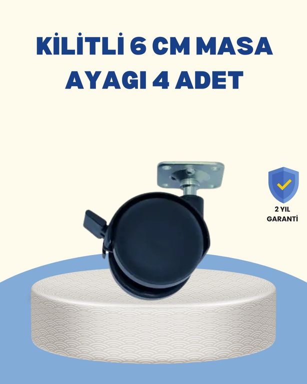 Hobibahçem MEYTDUCZZZKİLİTLİ6CMAYAK-2-BLMY Mey İthalat Kilitli Mobilya Tekerleği 6 Cm 4 Lü Kolay Kurulum Çok Renkli