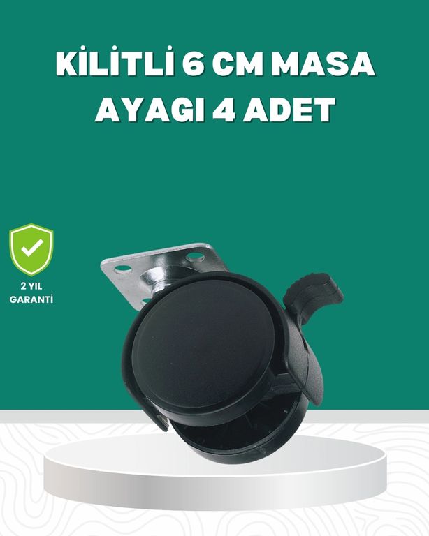 Hobibahçem MEYTDUCZZZKİLİTLİ6CMAYAK-3-BLMY Mey İthalat Zemin Korumalı Kilitli Ayak Tekerlek Seti 6 Cm Çok Renkli