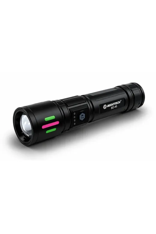 Hsc bilişim klt8912733127775 Bedotech Bd-15 6.4W Tg Led Çok Fonksiyonlu Alüminyum Alaşımlı Zoomlu Type-C Şarjlı El Feneri