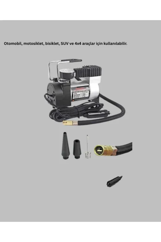 Hsc bilişim klt8912733359053 Metal Gövdeli Oto Lastik Hava Kompresörü 12V 140 Psı Hızlı Şişirme