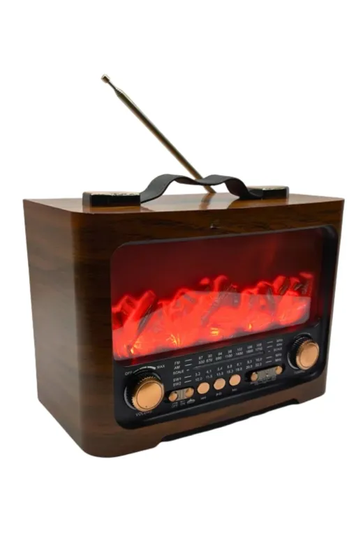 Hsc bilişim klt8912733753684 Taşınabilir Şömine Efektli Bluetooth Hoparlör Fm Radyo Led Işıklı Müzik Çalar