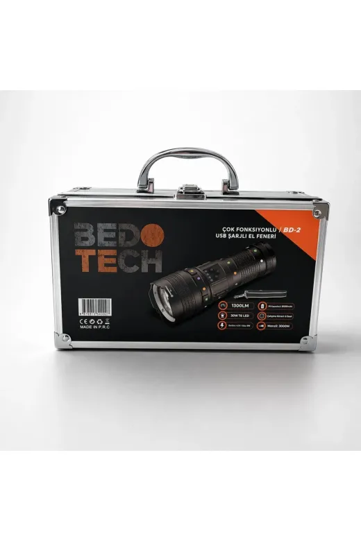 Hsc bilişim klt8912733820621 Bedotech Bd-2 30W Tg Led Alüminyum Alaşımlı Zoomlu Type-C Şarjlı El Feneri