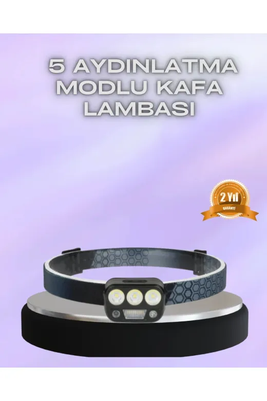 Hsc bilişim klt8912733822687 El Hareket Sensörlü Led Kafa Feneri 5 Mod Ayarlanabilir