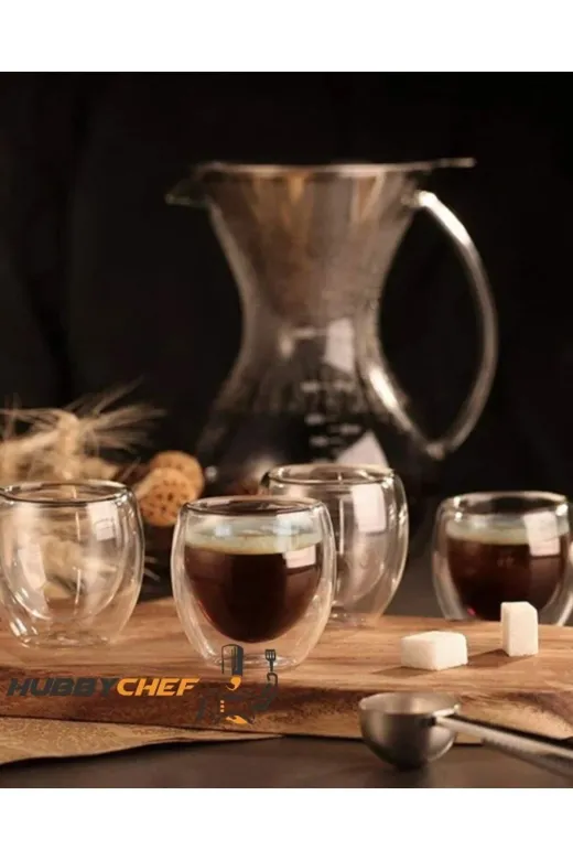 HubbyChef 20KCCFT80 Çift Cidarlı Bardak Espresso Bardağı 6 Adet 80Ml