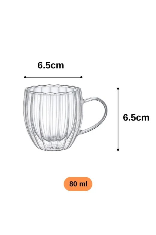 HubbyChef 22CDRBMTBK01 4'lü Bambu Tabaklı Cidarlı Espresso Kahve Bardağı