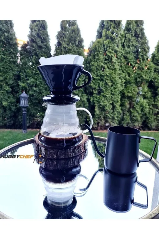 HubbyChef CAMKHVSET02 Kahve Demleme Seti V60 Dripper 600Ml Seramik Fincan Kahve Demleme Ibriği