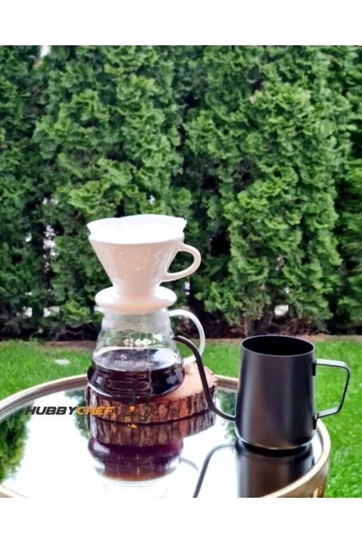 HubbyChef CAMKHVSET02 Kahve Demleme Seti V60 Dripper 600Ml Seramik Fincan Kahve Demleme Ibriği