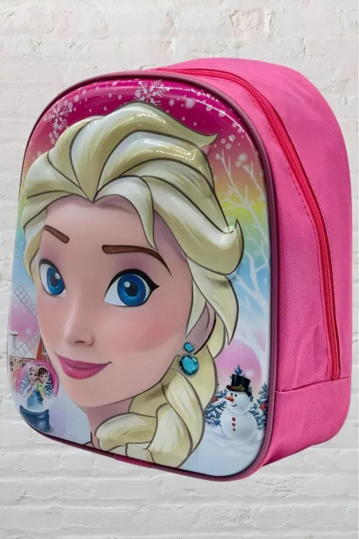 HZRM-CNT-10013 Kız Çocuk Pembe Şeker Kız Elsa 5D Kreş Anaokulu Ve Günlük Kullanım Sırt Çantası Ve Okul Çantası