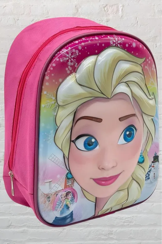 HZRM-CNT-10013 Kız Çocuk Pembe Şeker Kız Elsa 5D Kreş Anaokulu Ve Günlük Kullanım Sırt Çantası Ve Okul Çantası