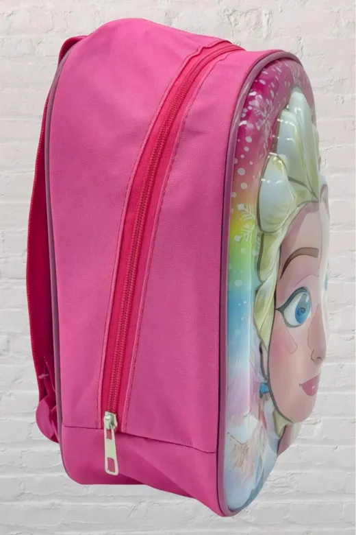 HZRM-CNT-10013 Kız Çocuk Pembe Şeker Kız Elsa 5D Kreş Anaokulu Ve Günlük Kullanım Sırt Çantası Ve Okul Çantası