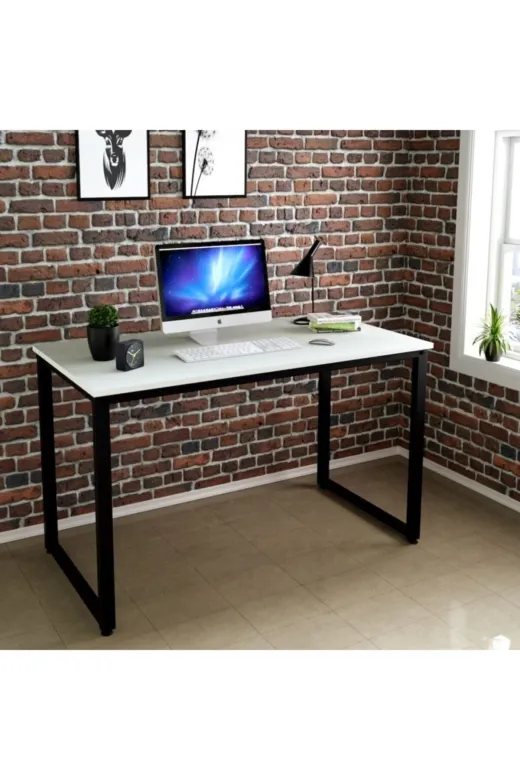 İlgi Trafik Beyaz Ahşaplı Masa Bilgisayar Masası Çalışma Ve Ofis Masası Beyaz 60X90 Cm