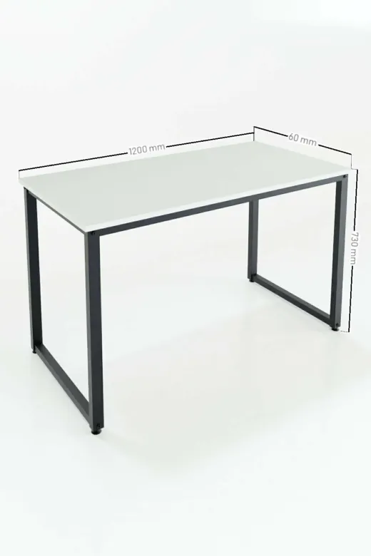 İlgi Trafik Beyaz Çalışma Masasıı Çalışma Masası Beyaz Ahşaplı Ofis Masası Metal Ayaklı Mutfak Masası 60X120 Cm