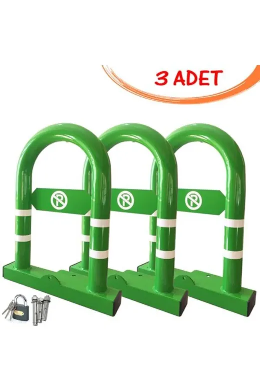 İlgi Trafik LT-003 Y3 Kişisel Park Çözümleri Kilitli Yatar Bariyer Kişisel Otopark Bariyeri (3 Adet) Yeşil