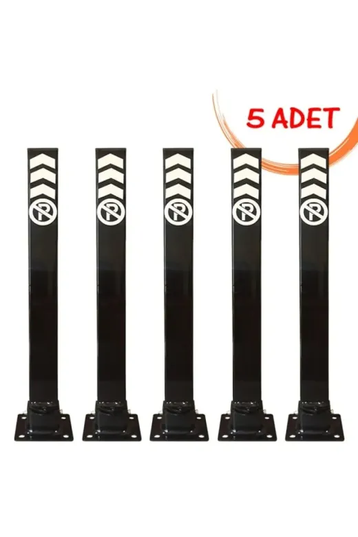 İlgi Trafik PB-003-5 ADET Otopark Bariyer Direkleri Kilitli Yatar Park Bariyeri Kişisel Katlanır Bariyer 60 Cm (5 Adet) Siyah