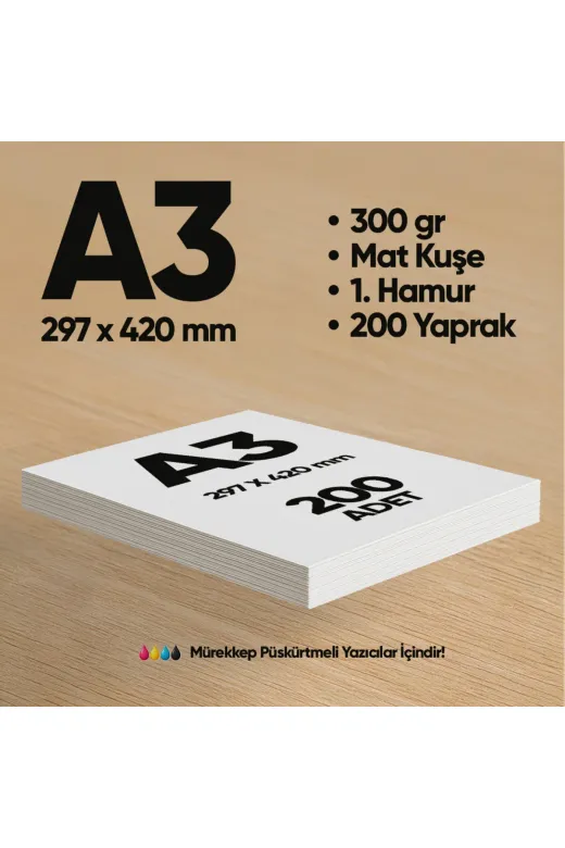 İnformal Yayınları İnfcopyA3-300grFOTO200ADETmat İnformal Baskı Kağıdı Premium Kalite A3 300 Gr Mat Kuşe(Mürekkep Püskürtmeli Için) 200 Adet 1.hamur