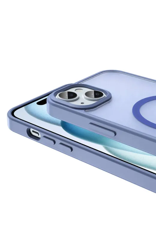 Iphone 15 Kılıf Magsafe Şarj Özellikli Mat Arka Yüzey Zore Sio Kapak-Lacivert