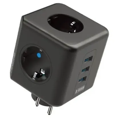 Isıya Dayanıklı Termal Akım Korumalı ve Çocuk Korumalı 3 Priz Girişli 3 USB Girişli Küp Priz (4745)
