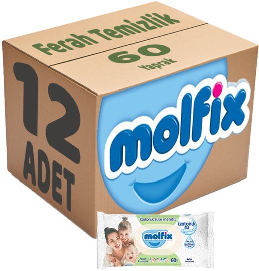 Islak Havlu Mendil İzotonik Ferah Temizlik 12 Li set 60 Yaprak Plastik Kapaklı