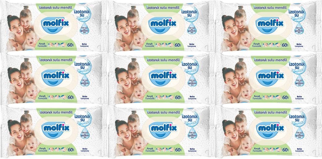 Islak Havlu Mendil İzotonik Ferah Temizlik 9 Lu set 60 Yaprak Plastik Kapaklı