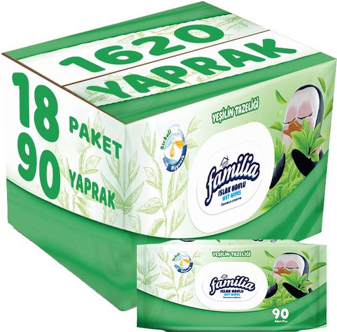 Islak Havlu Mendil Yeşilin Tazeliği 90 Yaprak 18 Li Set 1620 Yaprak