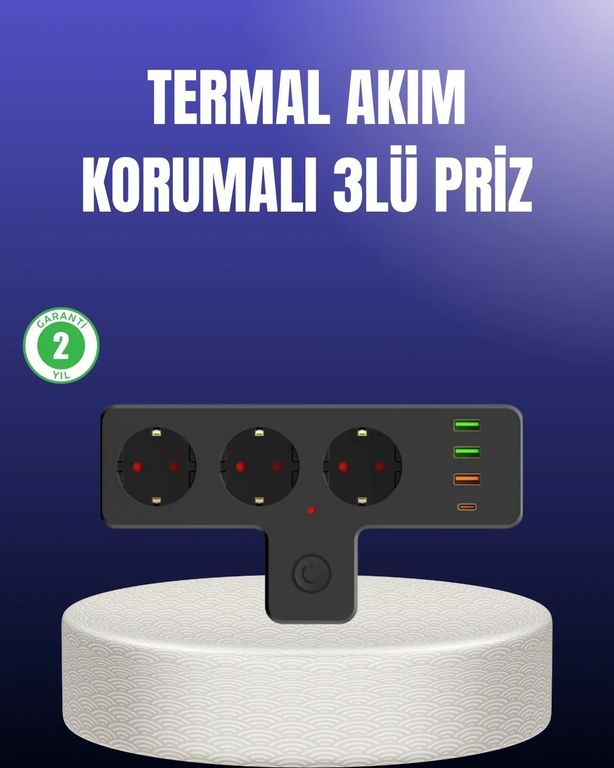 just cheap store 25DYMUCZZZ3397AKIMKORUMALIPRİZ-4 Usb Ve Type-C Portlu Anahtarlı Çoklu Priz Güç Ünitesi 1