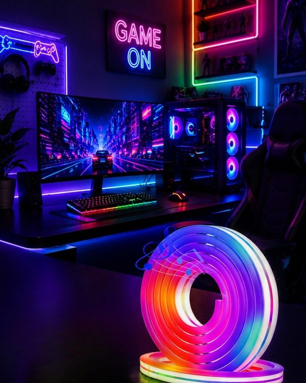 just cheap store 25DYMUCZZZ5MTRELEDIŞIK-1 Uygulama Kontrollü Rgb Neon Led Şerit Işık 16 Milyon Renk Destekli Açık Mavi